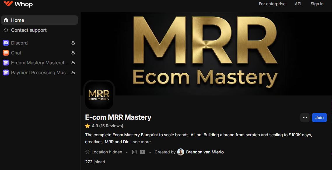 Brandon van Mierlo – E-com MRR Mastery (MrBrandOwner)