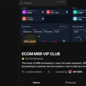 MR MRR – ECOM MRR VIP CLUB + (Lifetime updates)