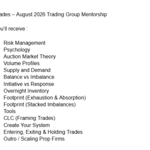 JeronTrades – August 2026 Trading Group Mentorship